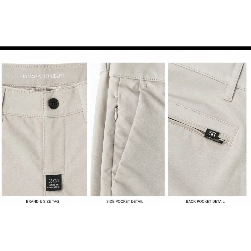 Banana Republic  36 X 30 Men Golf Pant Flat Front Beige London Fog Performance